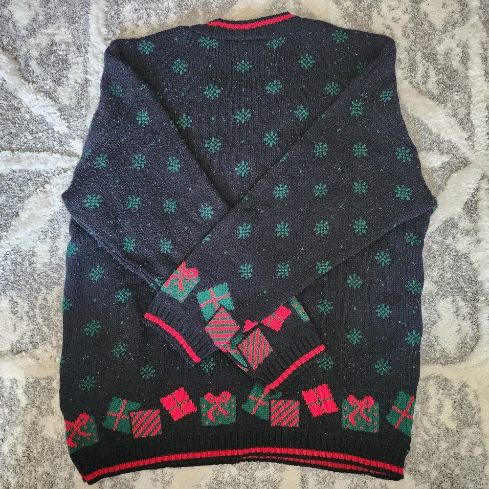 Vintage Nut Nutcracker Knit Sweater Black Holiday Christmas Bears Women's M EUC - Picture 2 of 9